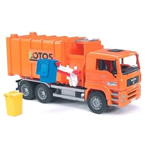 Bruder Toys Man Side Loading Garbage Truck Orange by 