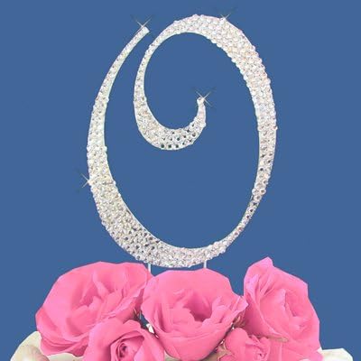 1 X Fully Covered in Crystal Monogram Wedding Cake Topper Letter - Letter O