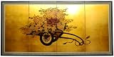 Asian Art, Decor, & Gifts - 36 x 72 Flower Cart Oriental Gold Leaf Wall Screen Painting