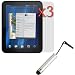 GTMax 3x Premium Reusable Clear LCD Screen Protector + Touch Screen Silver Stylus Pen with 3.5mm Adapter Plug For HP TouchPad 9.7-inch Tablet
