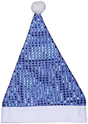 Reutry Woman Lady Christmas Party Sequined Ball Top High Hat Cap Present Blue
