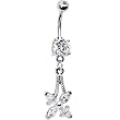 Cubic Zirconia Fascinating Floral Drop Belly Ring