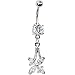 Cubic Zirconia Fascinating Floral Drop Belly Ring