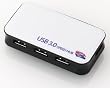 deleyCON 4 Port USB 3.0 Hub - [Schwarz / Wei�] - Aktiv mit Netzteil