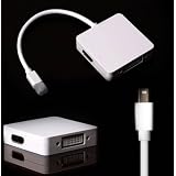 ECOMGEAR(TM) 3 in 1 Mini DisplayPort to HDMI/DVI/DP Cable Adapter for Macbook Pro