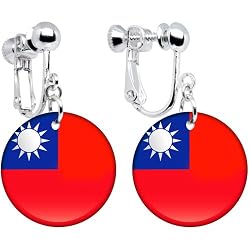 Taiwan Flag Clip on Earrings