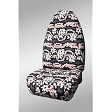Hawaiian Print Seat Covers - 2 Front Universal Buckets - Coconuts Black - Made In The USA