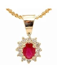 14K Yellow Gold Ruby and Diamond Pendant -- LIFETIME WARRANTY
