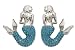 Sassy Clips Silver Mermaid with Aquamarine Crystal Rhinestone Tail