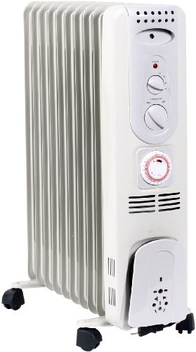 AucSale 1500W オイルヒーター 10枚フィン AH-1510-H タオルハンガー付き 自動温度調節 安全スイッチ付 10畳まで対応