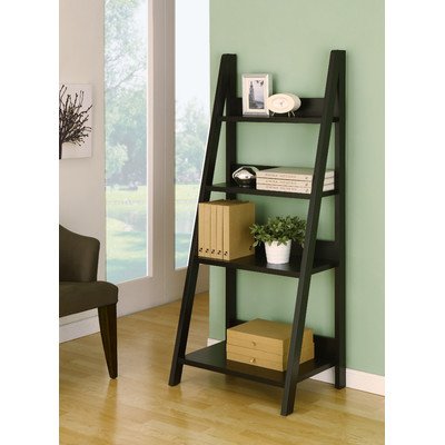 Tahoe Four-Shelves Ladder Style Bookcase / Display Cabinet in Black On Sale