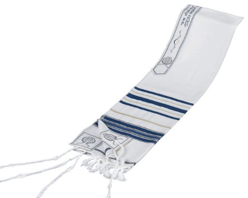 Blue & Gold 100% Wool Kosher Tallit Prayer Shawl 36