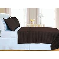 MARRIKAS 400TC Egyptian Cotton Reversible Quilted Coverlet Set QUEEN CHOCOLATE