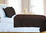 MARRIKAS 400TC Egyptian Cotton Reversible Quilted Coverlet Set FULL CHOCOLA ....
