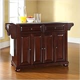 Crosley Furniture Alexandria Stainless Steel Top Mahogany Kitchen Island