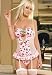 2PC Cherry Print Halter Cami Garter Sexy Lingerie Intimate Apparel with Cherry Applique and G-String