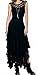 R.Vivimos Womens Sleeveless Backless Asymmetrical Layered Lace Long Dress with Slip Two Pieces