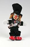 Clown Figurine - Black Pants and Hat, Hand-Painted, Posable, Porcelain, 7 Height