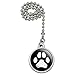 Paw Print Dog Cat White on Black Ceiling Fan and Light Pull Chain