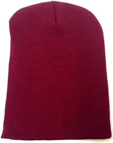 Cuffed or Uncuffed Burgundy Beanie Solid Blank Plain 13 Inches
