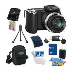 Olympus SP-620UZ 16MP Digital Camera with 21x Optical Zoom (Black) Super Bundle W/ 16 GB Secure Digital High-Capacity (SDHC) Mem. Card, Hi-Speed SD USB 2.0 Card Reader
