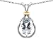 2.40 cts 925 Sterling Silver and 18k Gold Two Tone Genuine Pear Shape White Topaz Pendant - 14kt White or Yellow Gold