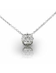 14KT White Gold Beautiful Round Illusion Style Diamond Pendant. 1/2 CTW