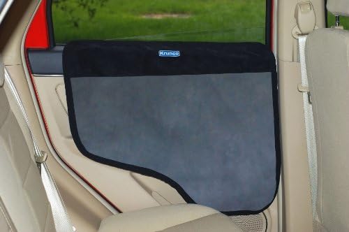 Krunco Waterproof Pet Car Door Cover - Black&Gray, Two Options To Install-Insert The Tabs Or Stick The Velcros. Fit All Vehicles.