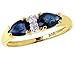 14K Yellow Gold Twin Pear Gemstone and Diamond Ring-Blue Sapphire, size7