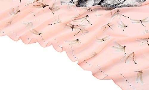 Albonie Dragonfly Skull Print Velvet Shawl Wrap Long Scarves Pink