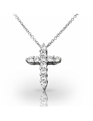 Platinum Elegant Brilliant Cut Diamond Cross Pendant. 1 CTW