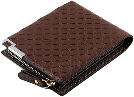 Fashionmall2015 Men's Bifold ID Card Holder Zip Wallet Coin Pocket Purse Clutch (Brown 1)