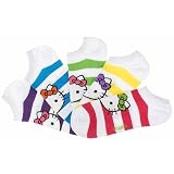 Hello Kitty Womens Five Pair Pack Wide Stripe No Show Socks