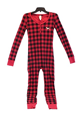 Victoria's Secret PINK Onesie Pajamas Red Plaid Medium