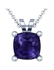 Platinum Cushion Cut Purple Sapphire Solitaire Pendant