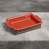 RED MEDIUM BAKER WITH METAL BASE \Tray