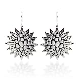 Sterling Silver Bali Inspired Flower Shape Texture Drop Earrings