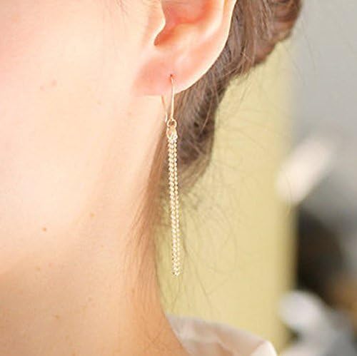 Gold chain Earrings, Spray chain earrings, Thin and feminine, Minimum Jewelry, Minimalist, everyday Jewelry