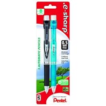 Pentel .e-sharp Automatic Pencil, 0.5mm, Assorted Barrels, 2 Pack (AZ125BP2M-K6)