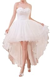 Strapless  Asymmetric Satin/Tulle Natural   Waistline  Ball Gown Prom Dress 