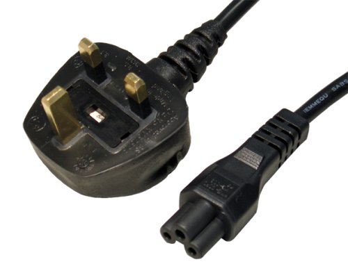 Max Value UK Mains to Coverleaf (C5), 2 Mtrs, Black