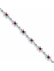 2 Carat 14K White Gold Diamond and Ruby Flower Bracelet