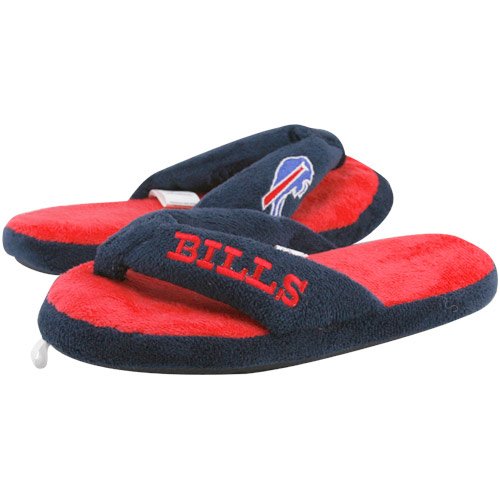 Buffalo Bills Ladies Navy Blue-Red Plush Thong Slippers (X-Large)