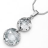 Pugster April Birthstone Clear Crystal Small Big Round Pendant Necklace