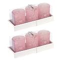 Heart Flocked Votive Trio Set of 2 - Pink