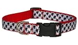 Medium Black/White Houndstooth Dog Collar: 3/4" wide, Adjusts 13-20" - Made in USA.