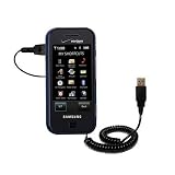 Coiled Power Hot Sync and Charge USB Data Cable w/ Tip Exchange for the Samsung Glyde - Gomadic Brand