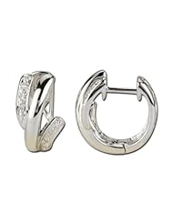14K White Gold 0.06ct Captivating Sweetheart Diamond Hinged Huggie Earrings