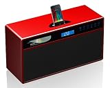 Apple MFI (MADE FOR IPOD) Certified 2.1 Channel--- IPOD+FM Radio+CD Player+TOUCH CONTROL+ GLOSS PIANO PAINT Wood Wooden Speaker and Docking Station For Apple iPod Classic Video Nano 4G G4 G5 G6 Touch iPhone 4 2G 3G 3GS/3G S and MP3 Player Hi-Fi Stereo Digital Music System (Remote Control Included) - Ricco IFS29C RED