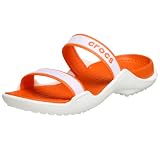  : Crocs Women's Patra Slide,White/Orange,4 M